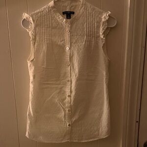 GAP Cream Sleeveless Dotted Swiss Blouse